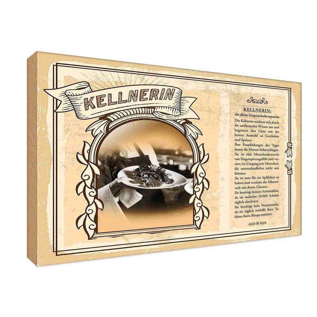 [LA-123045-H] Holzschild 20x30 cm Kellnerin Beruf Arbeit