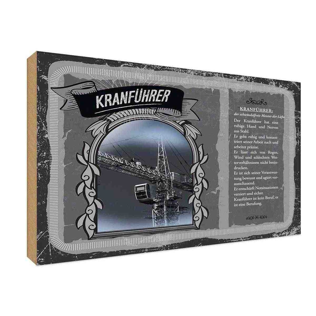 [LA-123052-H] Holzschild 20x30 cm Kranführer 2 Beruf Arbeit
