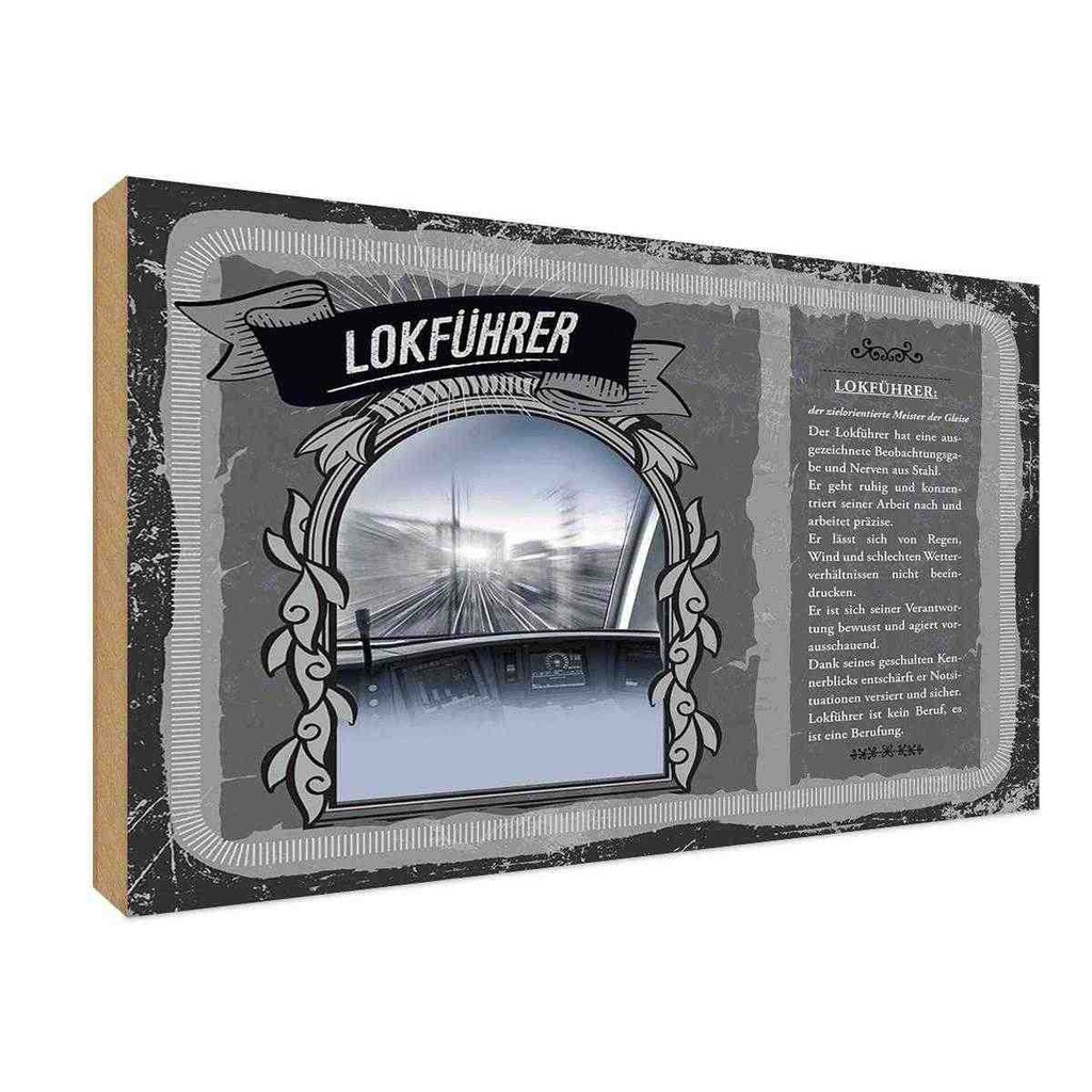 [LA-123058-H] Holzschild 20x30 cm Lokführer Beruf Arbeit