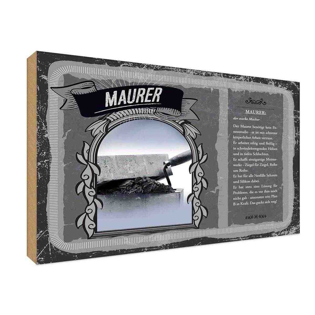 [LA-123063-H] Holzschild 20x30 cm Maurer Beruf Arbeit