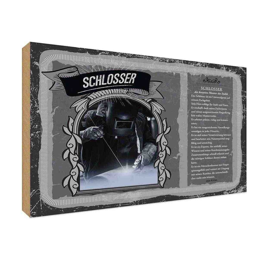 [LA-123083-H] Holzschild 20x30 cm Schlosser Beruf Arbeit