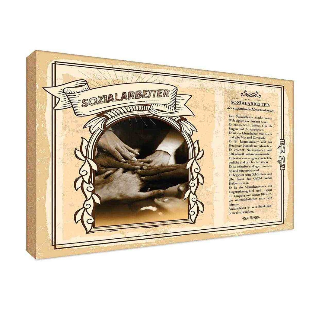[LA-123089-H] Holzschild 20x30 cm Sozialarbeiter Beruf Arbeit