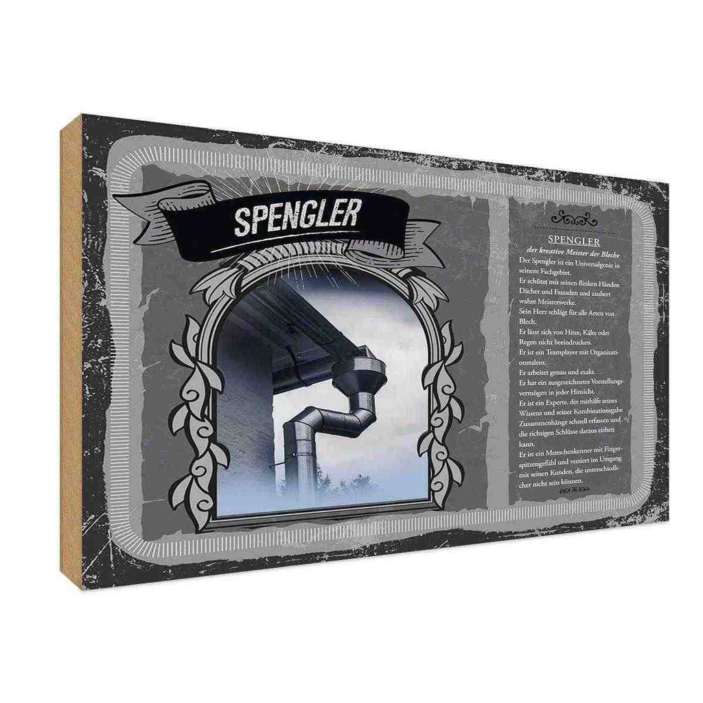 [LA-123090-H] Holzschild 20x30 cm Spengler Beruf Arbeit