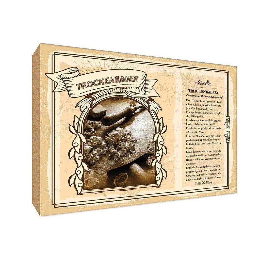 [LA-123105-H] Holzschild 20x30 cm Trockenbauer Meister Beruf Arbeit