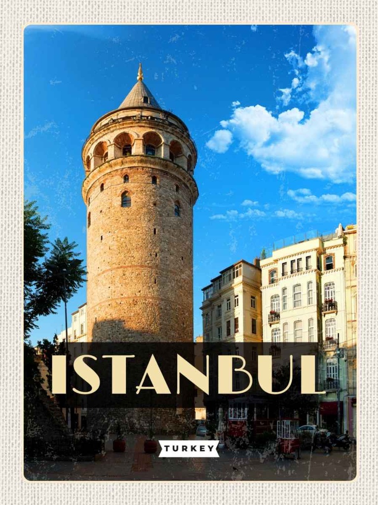 [LA-129811-H] Holzschild 30x20 cm Retro Istanbul Turkey Altstadt Bildmotiv Reisemotiv Abenteuer Reisen