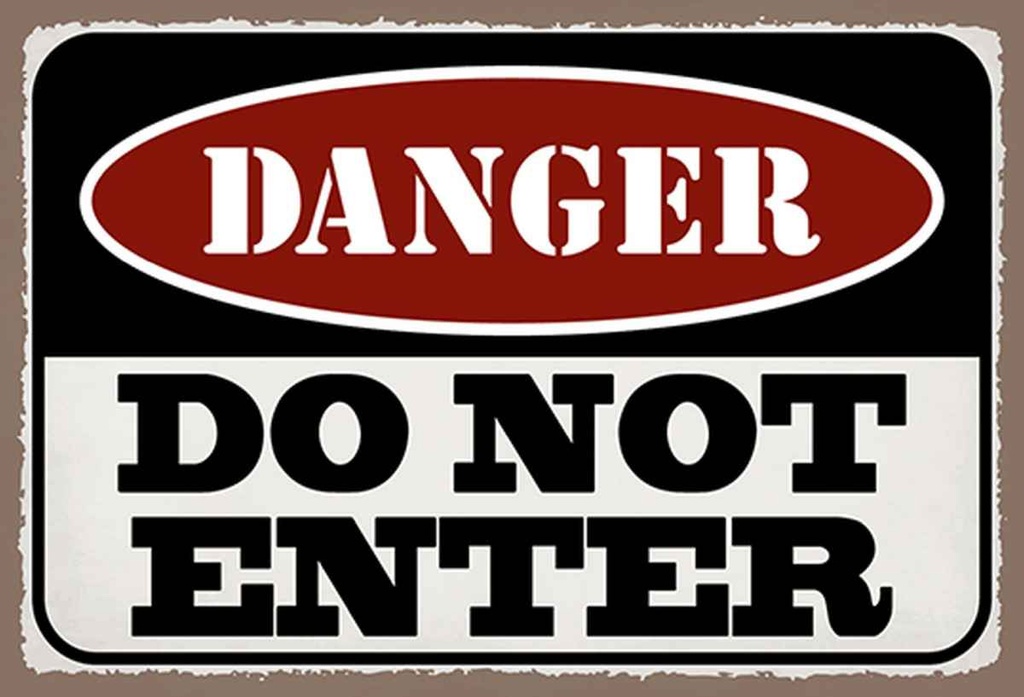 [LA-129834-H] Holzschild 20x30 cm Warning do not enter Betreten Verbot