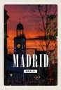 Holzschild 30x20 cm Madrid Spain Sonnenuntergang Bildmotiv Reisemotiv Abenteuer Reisen