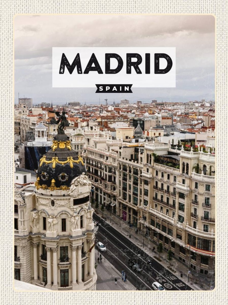 Holzschild 30x20 cm Madrid Spanien Bildmotiv Reisemotiv Abenteuer Reisen
