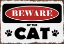 Holzschild 20x30 cm beware of the CAT Vorsicht Katze
