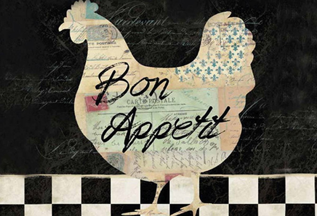 Holzschild 20x30 cm Huhn Hühner Bon Appetit Eier