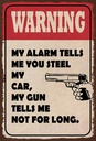 Holzschild 30x20 cm warning my alarm tells my car