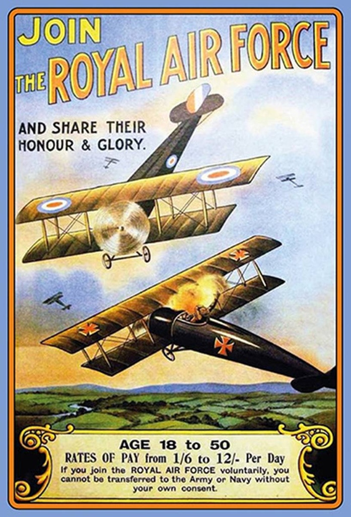 Holzschild 30x20 cm Flugzeug Royal air force Age 18