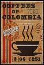 Holzschild 30x20 cm coffees colombia organic coffee