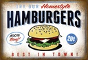 Holzschild 20x30 cm Hamburger best in town 100% Beef