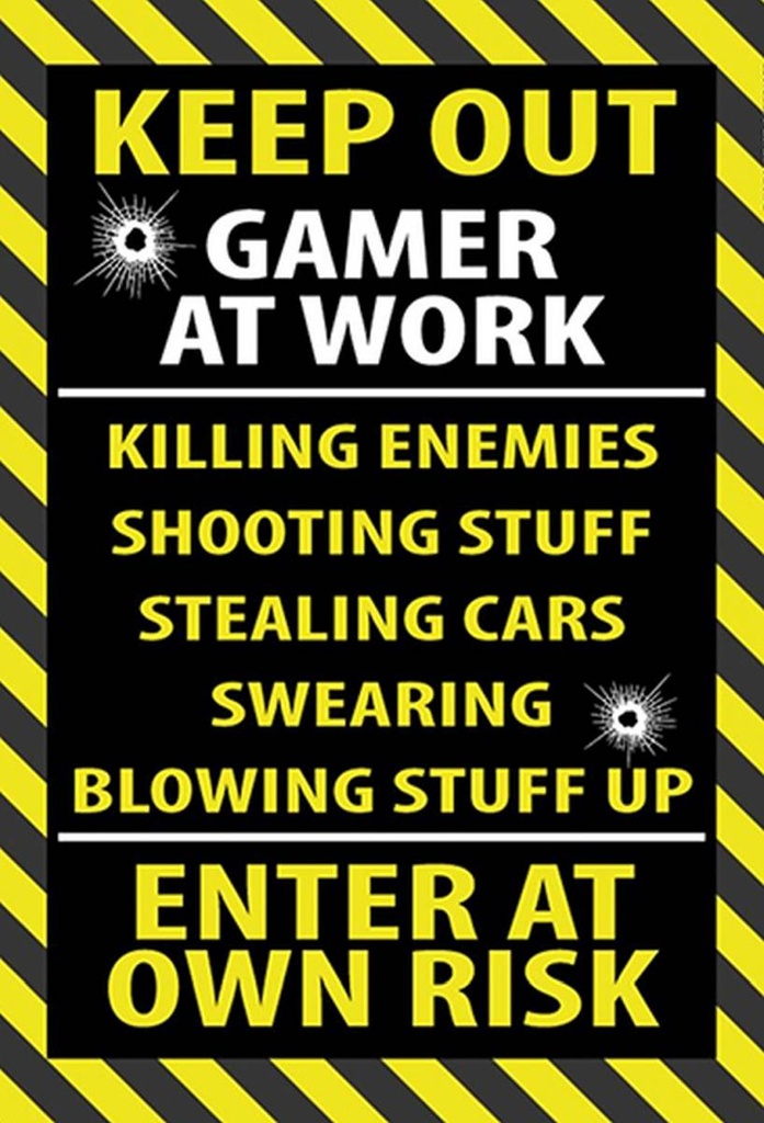 Holzschild 30x20 cm keep out gamer at work own risk
