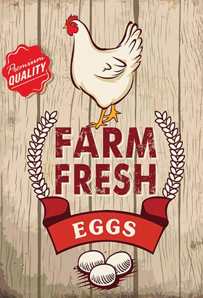 Holzschild 30x20 cm Huhn farm fresh eggs premium