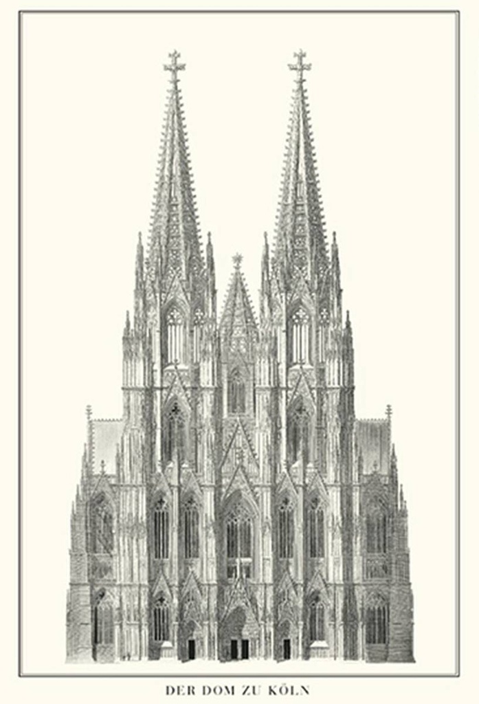 Holzschild 30x20 cm Zeichnung 20x30 der Dom zu Köln Kölner Dom