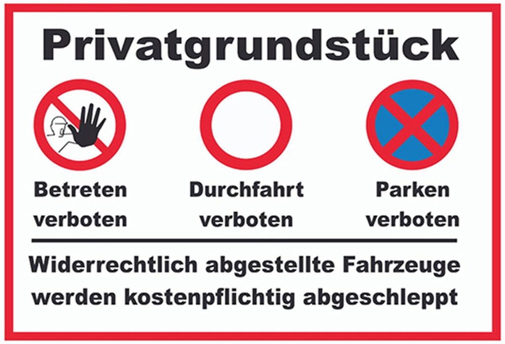 [LA-1784888-H] Holzschild 20x30 cm Privatgrundstück betreten Verbot