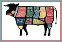 Holzschild 20x30 cm Kuh Beef cuts Fleisch