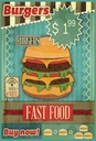 Holzschild 30x20 cm fast food Burgers buy now wifi