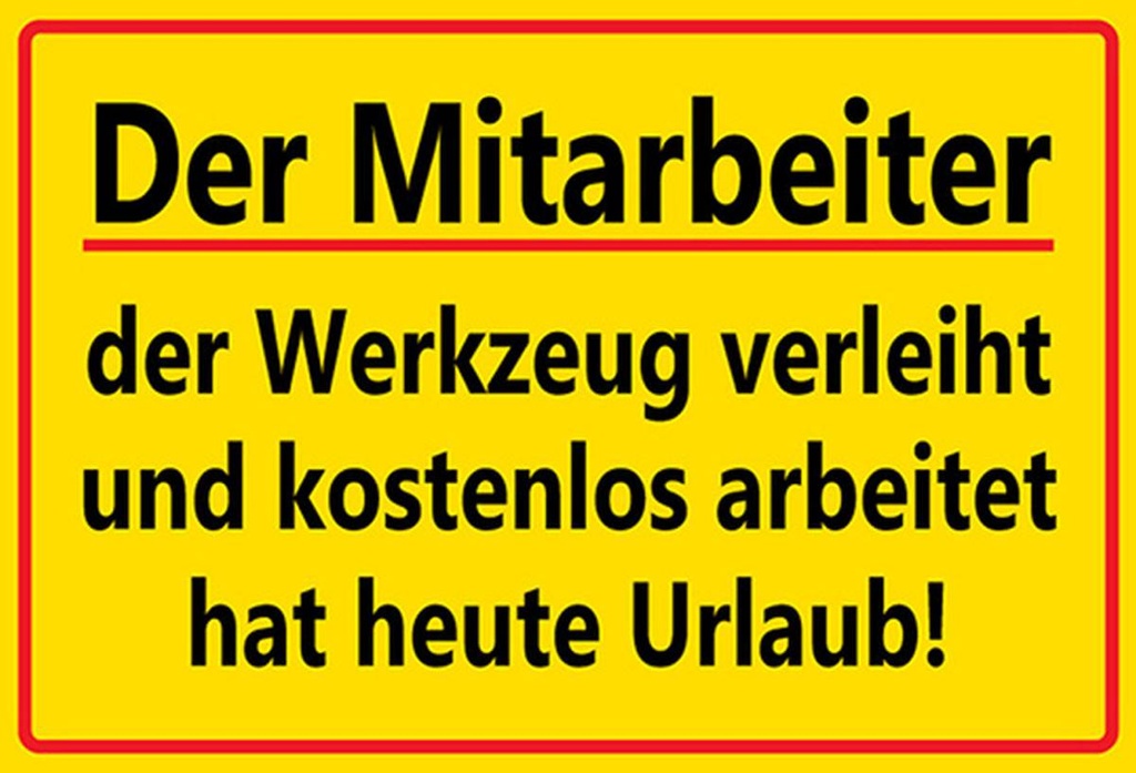 [LA-1784923-H] Holzschild 20x30 cm Mitarbeiter Werkzeug verleiht