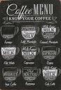 Holzschild 30x20 cm Coffee Menu Espresso Latte Flat