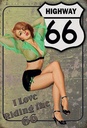 Holzschild 30x20 cm Highway 66 i love riding the 66