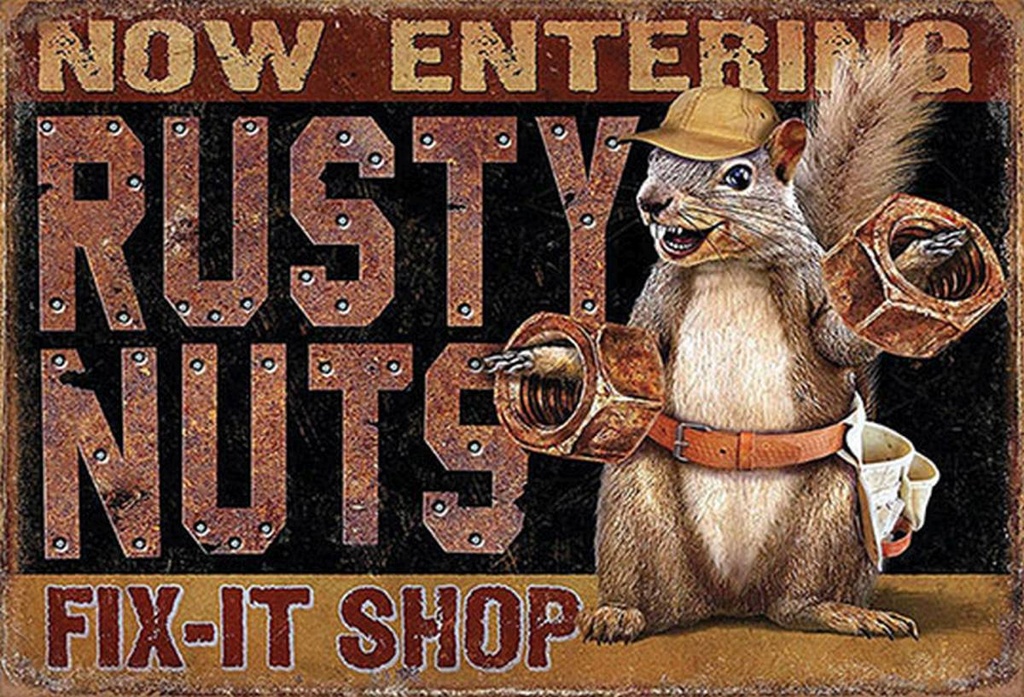 Holzschild 20x30 cm Fix-it Shop rusty nuts Garage