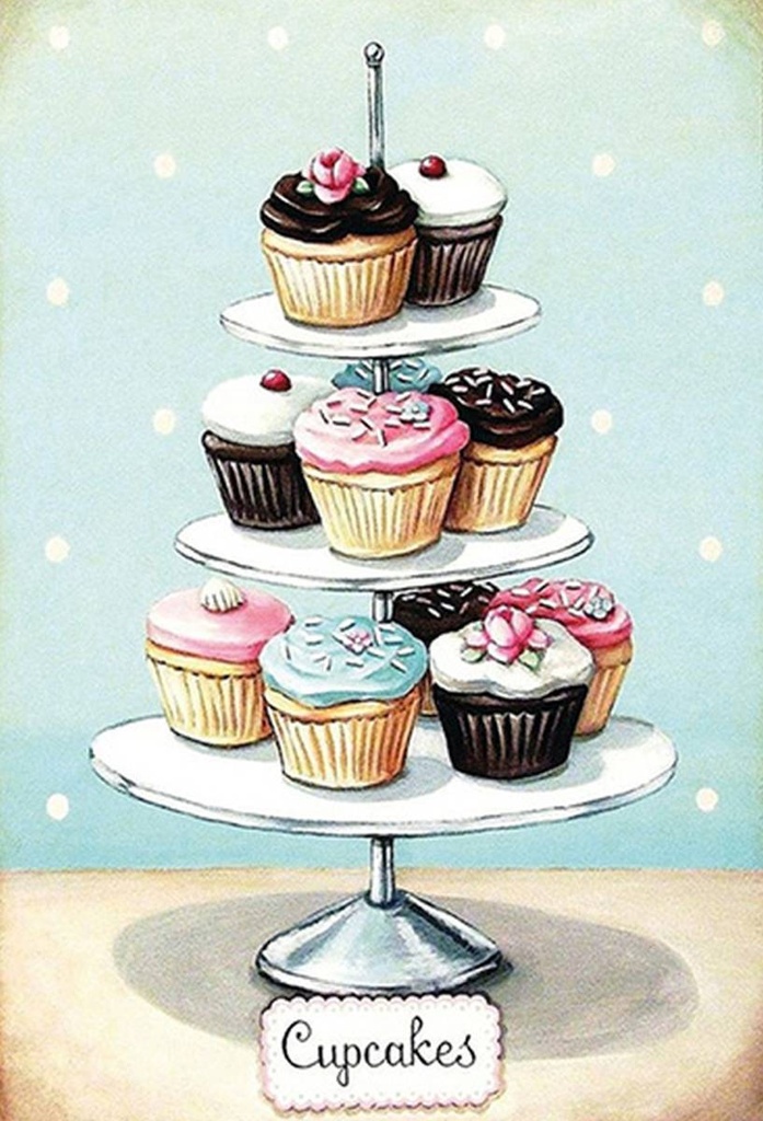 Holzschild 30x20 cm Cupcakes kleine Kuchen