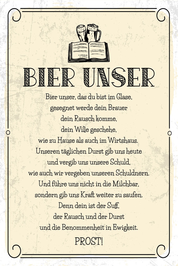 Holzschild 30x20 cm Bier Unser Gebet