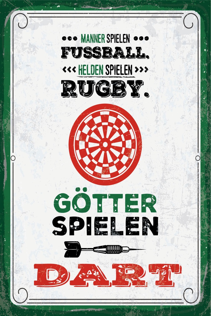 Holzschild 30x20 cm Männer Fußball Helden Rugby Götter Dart