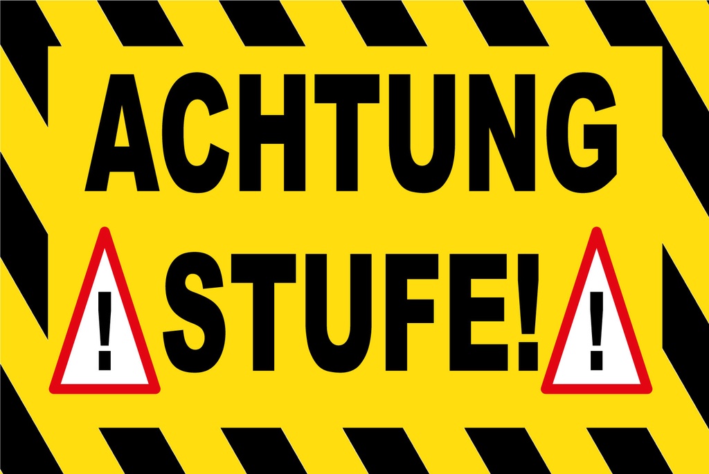 Holzschild 20x30 cm Achtung Stufe Ausrufezeichen