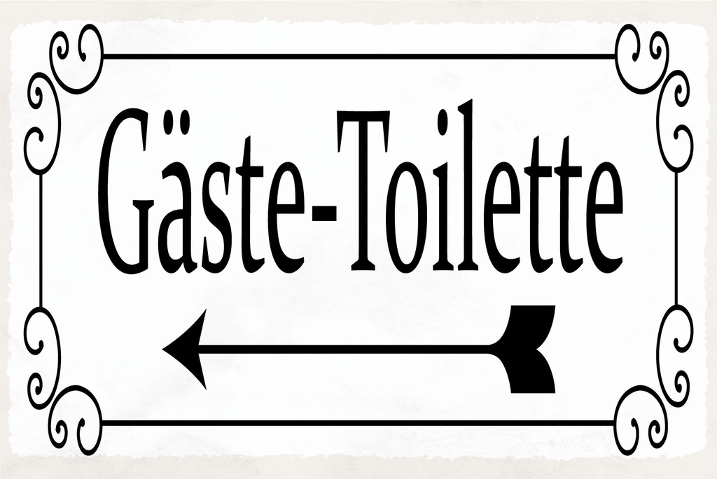 Holzschild 20x30 cm Gäste-Toilette links Pfeil
