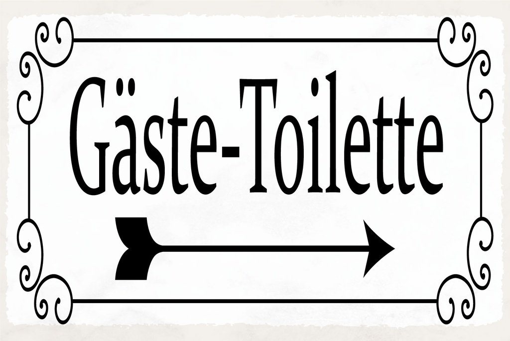 Holzschild 20x30 cm Gäste-Toilette rechts Pfeil