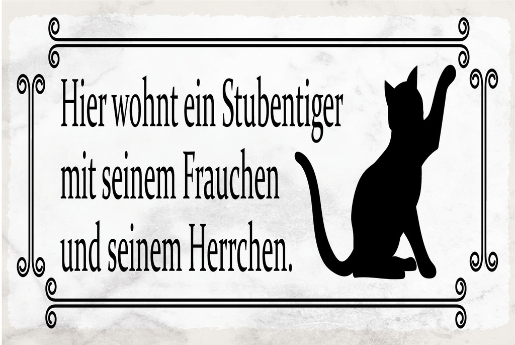 Holzschild 20x30 cm Katze hier wohnt ein Stubentiger