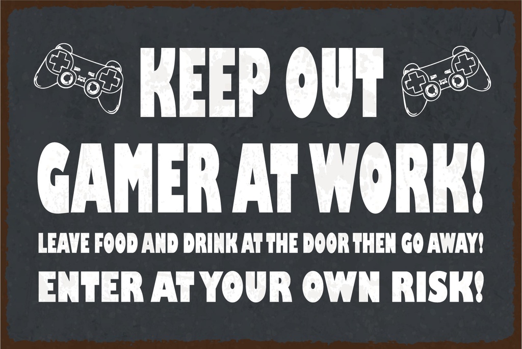 [LA-1808971-H] Holzschild 20x30 cm Keep out Gamer at work