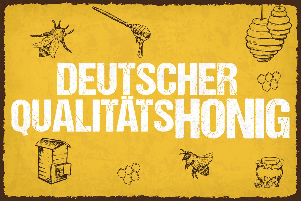 [LA-1808986-H] Holzschild 20x30 cm Deutscher Qualitätshonig Honig Bienen