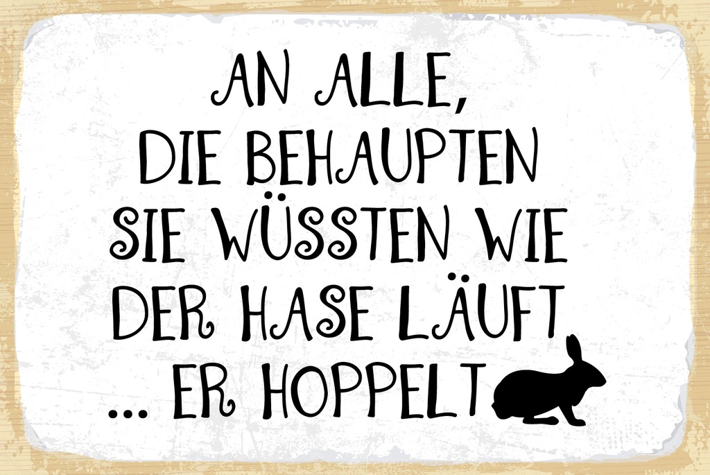 [LA-1809009-H] Holzschild 20x30 cm Der Hase Läuft er hoppelt