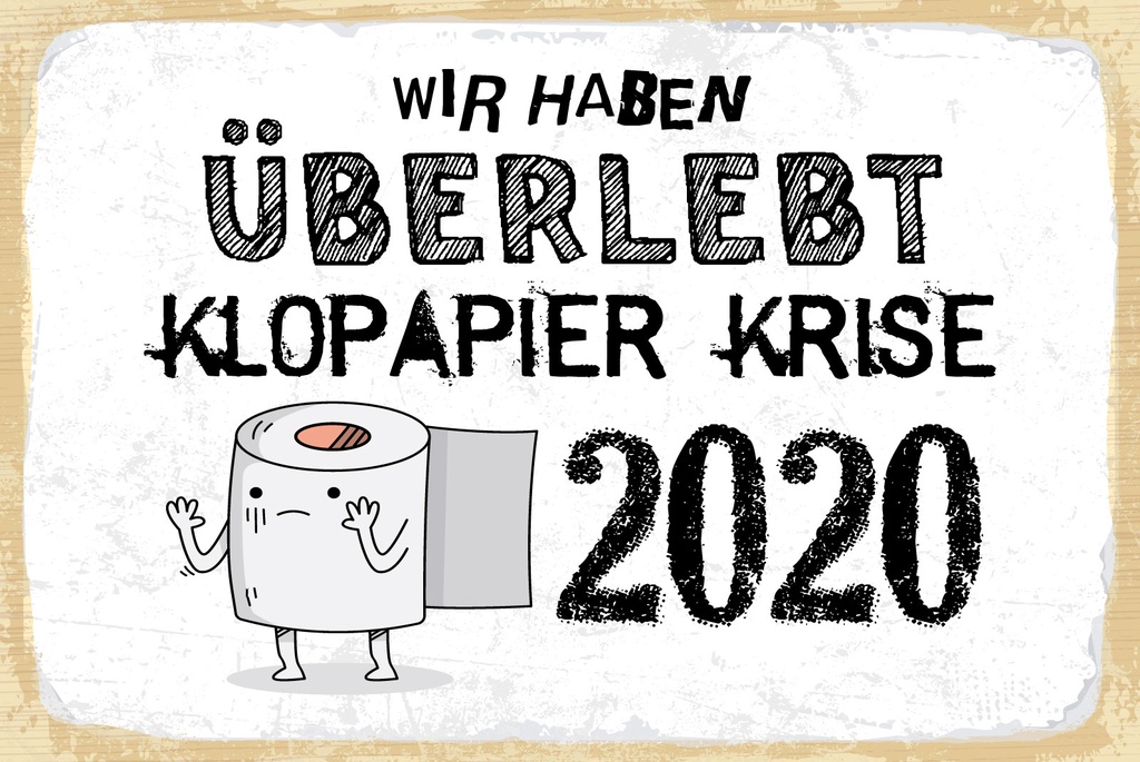 [LA-1809018-H] Holzschild 20x30 cm Wir haben überlebt Klopapier Krise 2020