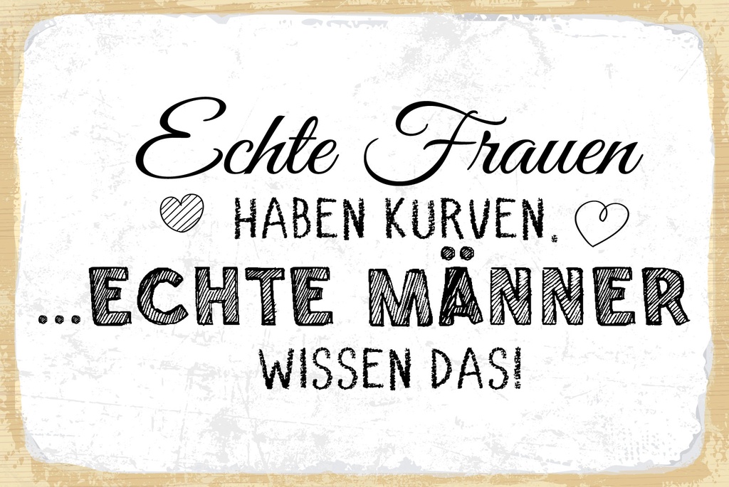 [LA-1809030-H] Holzschild 20x30 cm Echte Frauen haben Kurven