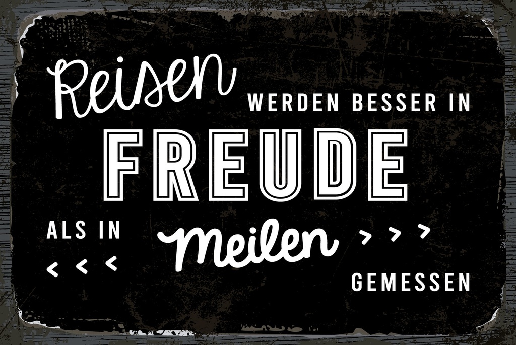 [LA-1809045-H] Holzschild 20x30 cm Reisen in Freude als in Meilen gemessen