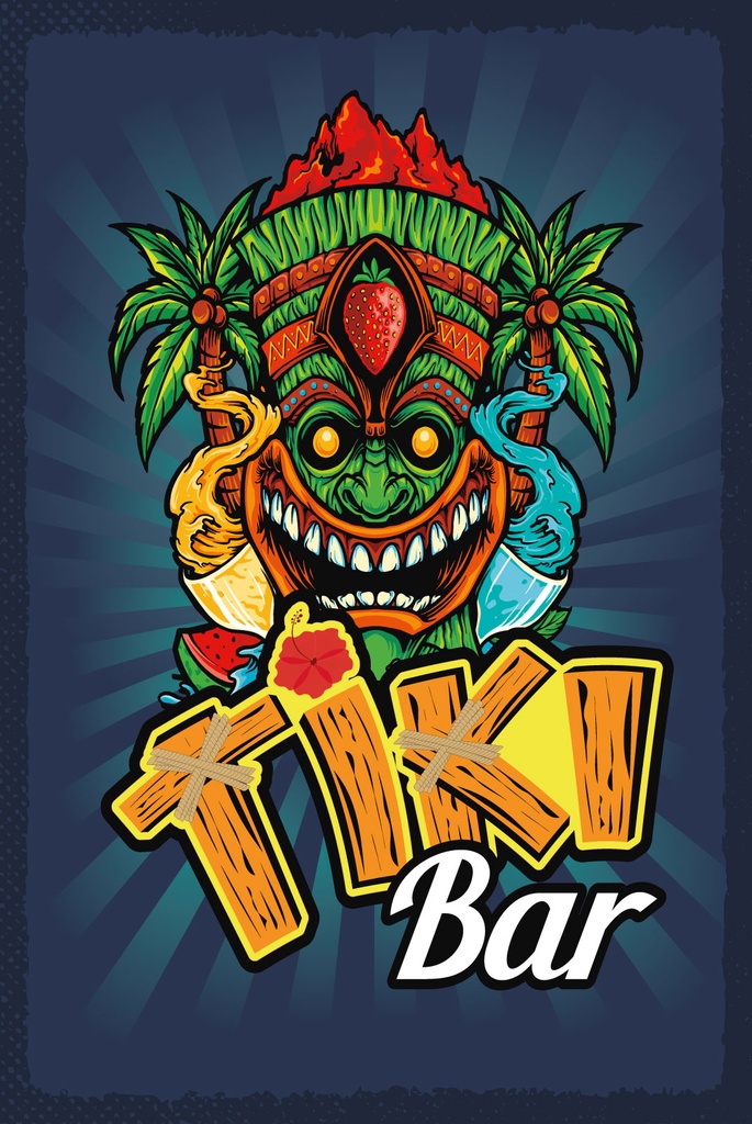 [LA-1809084-H] Holzschild 30x20 cm Tiki Bar buntes