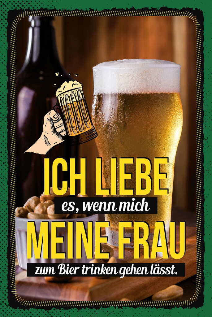 [LA-1809105-H] Holzschild 30x20 cm liebe es, wenn meine Frau mich Bier trinken lässt