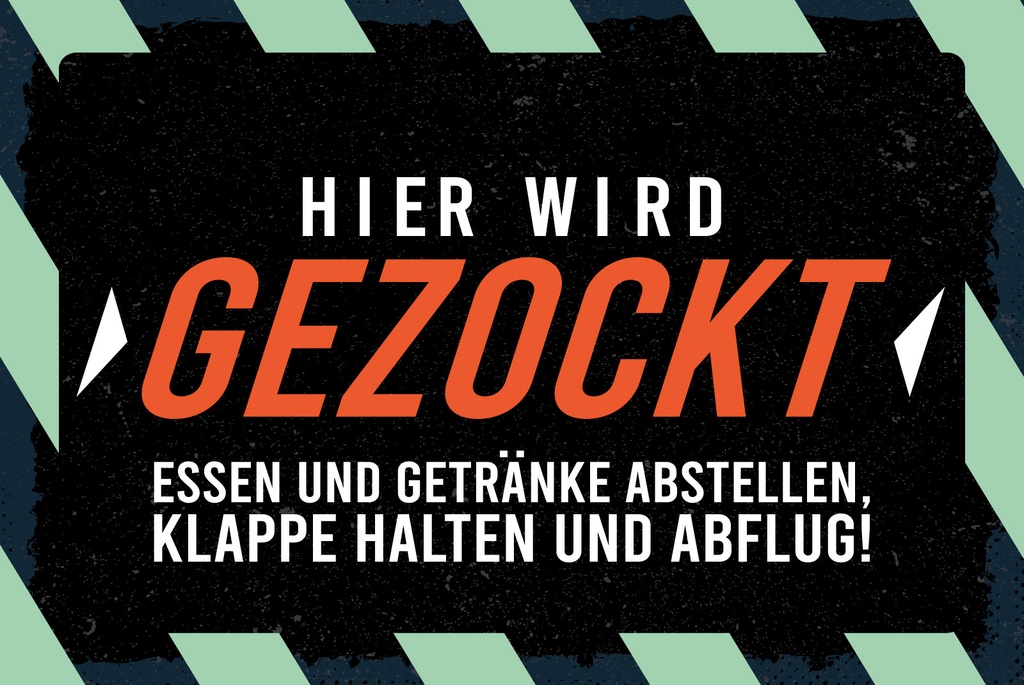 [LA-1809137-H] Holzschild 20x30 cm Hier wird gezockt. Essen und Trinken abstellen