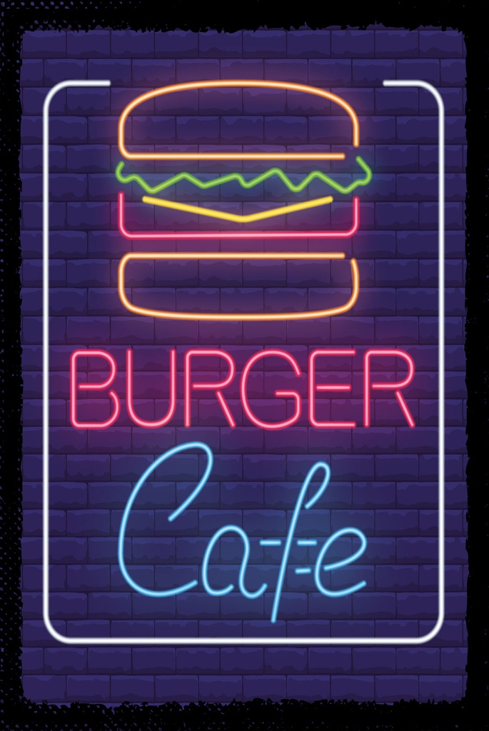 [LA-1809141-H] Holzschild 30x20 cm Burger Cafe Reklame