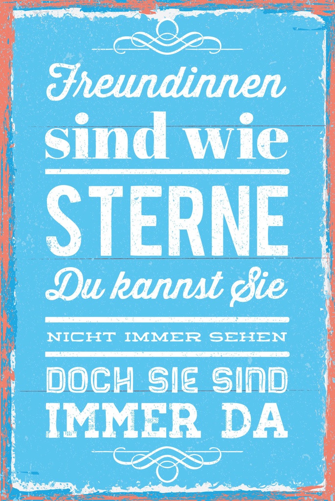 [LA-1809148-H] Holzschild 30x20 cm Freundinnen sind wie Sterne blaues