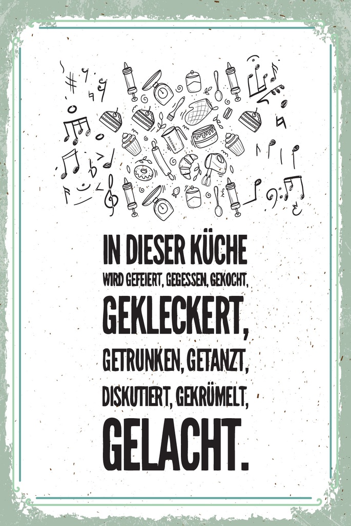 [LA-1809156-H] Holzschild 30x20 cm In dieser Küche wird gefeiert, gegessen gekocht