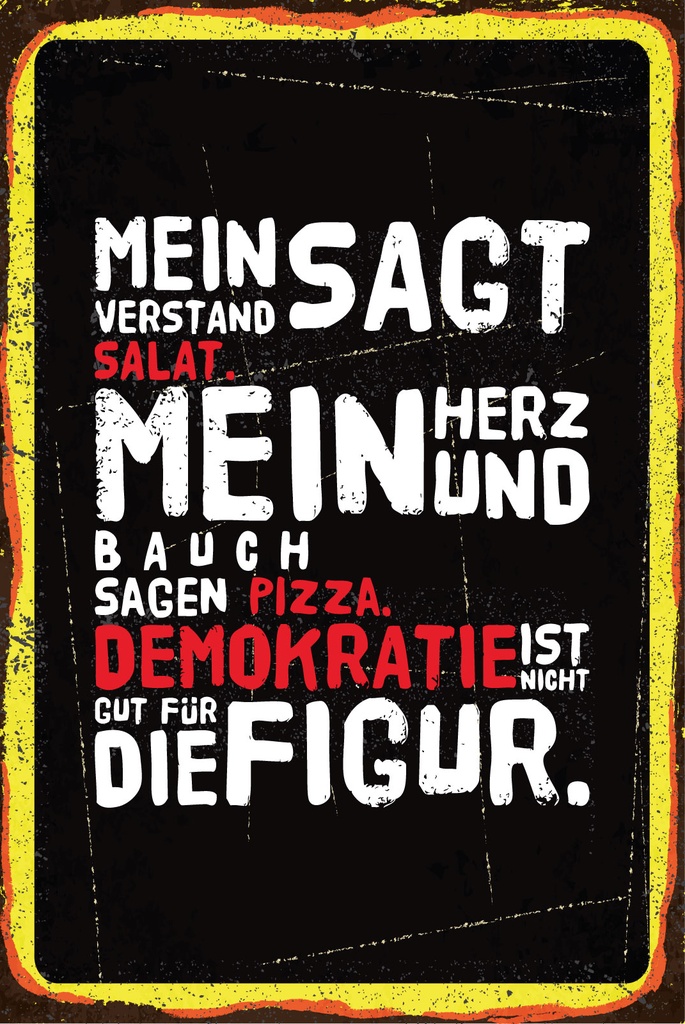 [LA-1809162-H] Holzschild 30x20 cm Verstand sagt Salat Herz und Bauch sagt Pizza