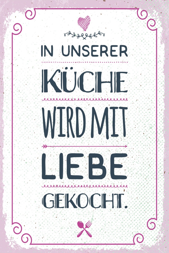 [LA-1809164-H] Holzschild 30x20 cm In unserer Küche wird mit Liebe gekocht