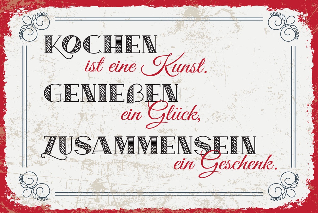 [LA-1809165-H] Holzschild 20x30 cm Kochen ist eine Kunst Zusammensein ein Geschenk